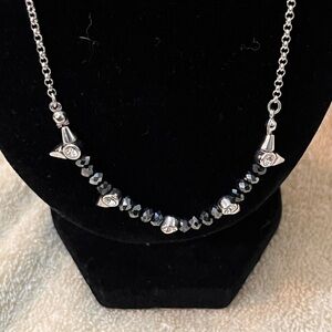 Lia Sophia Silver Necklace with Dark Beads